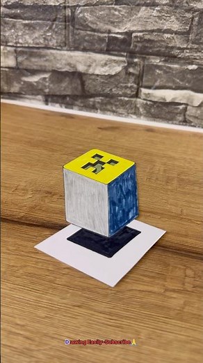 I drew this illusion in just 10 minutes. #drawing #minecraft