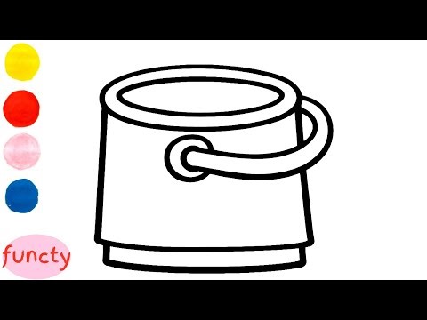 How to draw and color a bucket for kids