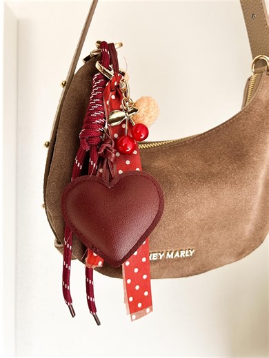 Heart and Cherry Bag Charm With Strings, Trendy Bag Keychain, Red Gift for Girlfriend, Y2K Charm - Etsy