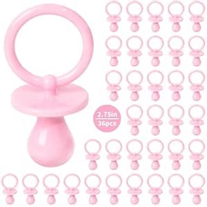 36 Plastic Pacifiers for Baby Shower Game, 2.75’’ Baby Shower Pacifiers, Pink Pacifiers Baby Shower Decoration DIY, Gender Reveal Party Table Scatter/Baby Shower Party Favors (Pink)