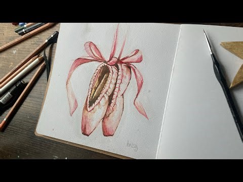 Old Pink Ballerina’s | watercolor pencils | @kristakitszart