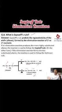 Saytzeff Rule | Elimination Reactions POC -1 BP202T, Important Questions