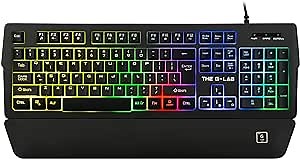 G-LAB Keyz Palladium Wired USB QWERTY Gaming Keyboard - Multicolor RGB LED Backlit Gaming Keyboard, Magnetic Wrist Rest, 26 Anti-ghosting Keys, Durable - PC and Consoles PS5 (Black)