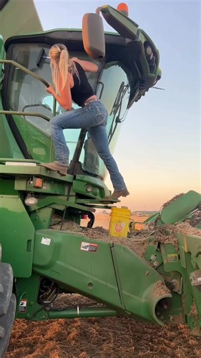 69K views · 2.6K reactions | Cleaning the combine before sunset  Who said farm girls can’t handle it all?  | Farmer girl | Facebook