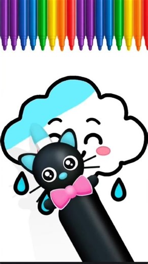 Cute Cloud Coloring ☁️ | Satisfying Rainbow Cloud 🌈 | Relaxing Coloring Shorts