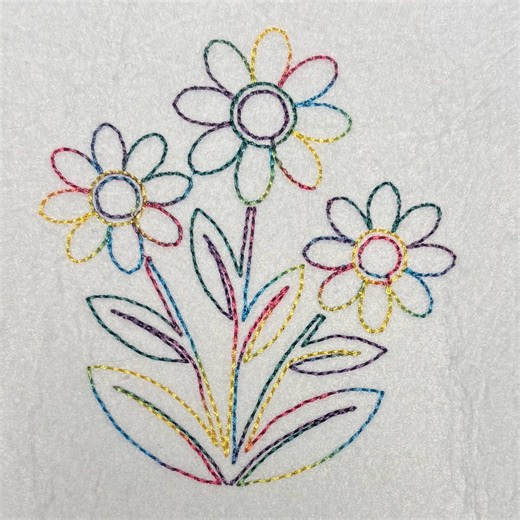 Wildflower Trio Outline, Daisy Tri Flowers - Etsy
