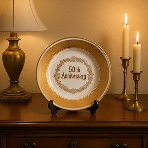 Vintage 50th Anniversary Porcelain Plate | Gold Trim, Display Keepsake - Etsy