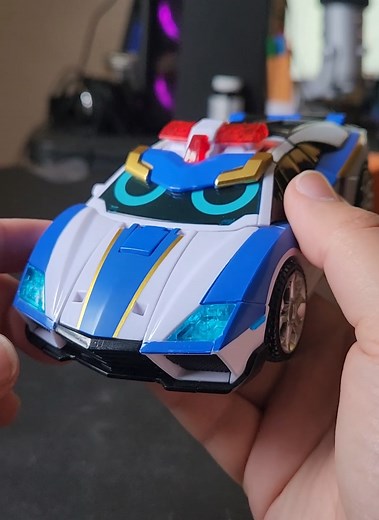 Metal Cardbot Blue Cop: Unique Transformer Style