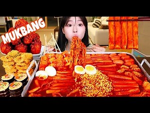 SULGI ASMR 2.0 MUKBANG| Fire spicy Tteokbokki with Noodles, Seasoned Chicken, Kimbap, Deep-Fries.