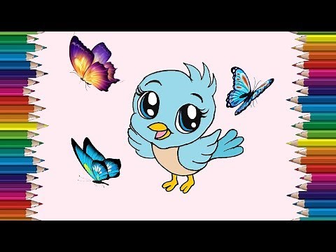 How to draw a baby bird cute and easy - Bird cartoon drawing easy