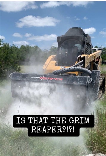 IS THAT THE GRIM REAPER?!?! A bunch of people commented to use this audio 😂 didn’t disappoint #construction #forestry #caterpillar #excavator #skidsteer Grim Reaper Industries rock mulcher stone crusher rock milling forestry mulcher masticator fyp Texas Hill Country New Mexico Utah Colorado California rock crusher rock crushing