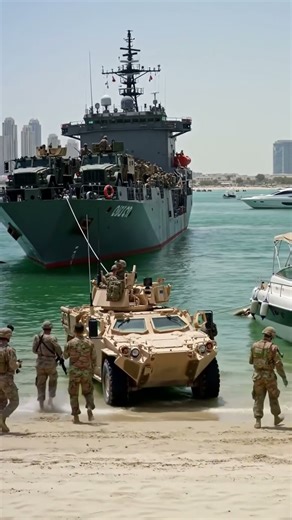Military Amphibious Landing on a City Beach #Military