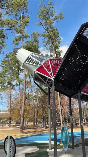 In 2025, Eagle Springs Elementary school debuted its new Aviation themed playground! Appropriately sitting in the flight path of Houston’s own IAH, this playground has it all: a helicopter, an air traffic control tower, a fighter plane mid-takeoff, and clouds! In addition to these fun features, there are ADA accessible features all over, from the swings to various ramps. There is even a really cool zip line (the kids’ favorite!) If you are part of Humble ISD and off this week for break, check it