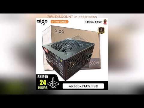 A must-have product! Aigo AK 600W PC PSU Power Supply Unit Black Gaming Quiet 120mm RGB Fan 24pin