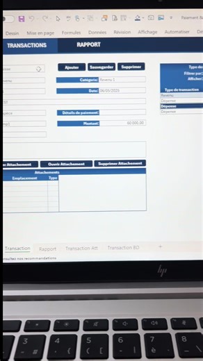 Application Excel complète pour la gestion des revenus et dépenses 📊 ✔️ Enregistrement des transactions ✔️ Pièces jointes (factures, reçus…) ✔️ Filtres avancés ✔️ Rapports détaillés et impression 🎓 Vous voulez apprendre à créer cette application ? 👉 Formation 100 % gratuite sur notre chaîne YouTube Smart Esolutions 💬 Contactez-nous en DM pour une application sur mesure #E#ExcelE#ExcelAppG#GestionFinanciereR#RevenusDepensesA#Automatisation