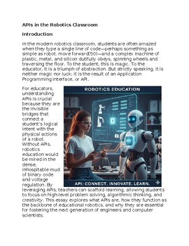APIs in Robotics Education - Reading Passage and x 10 Questions
