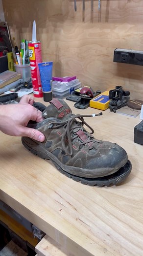 32K views · 341 reactions | I have no shame in fixing these 15 year old boots with an $8 tube of cement vs buying a new pair. They’re comfortable and I look really cool in them so… #shoes #shoerepair #shoerestoration #fix #repair #shoe #fixing #diy #asmr #restoration #restore #kicks #boots #boot | RLLWoodworks and DIY | Facebook