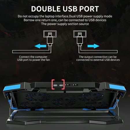 Adjustable Laptop Cooler Noiseless 5 Heat Panel Fans Laptop Cooling Base for Office Work Videogame - Walmart.ca