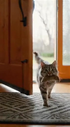 Cat Brings Home the Mouse Gift!