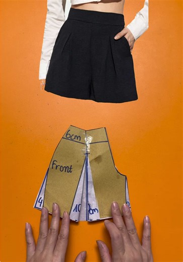 How to Draft Super Easy Pleated Shorts Pattern ✨ #sewing #pattern #patterndesign #patternmaking #sewingtips