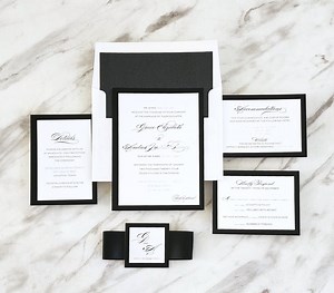 Black and White Wedding Invitation: Elegant Formal Invite Suite - Deposit - Etsy