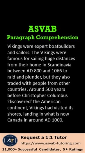 🔥 ASVAB Paragraph Comprehension Practice Question 🔥 Think you can master reading under pressure? 👀 Test your comprehension skills with this quick ASVAB-style challenge! 💪 Future Soldiers, Sailors, Airmen, and Marines — let’s see who can get it right first! 🪖📘 Drop your answer in the comments ⬇️ and tag a friend who’s studying for the ASVAB too! #ASVAB #ASVABPrep #militarytest | ASVAB Tutoring