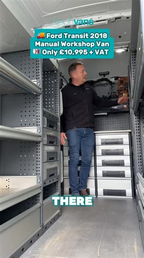 🛠️ Workshop Ready Ford Transit! 🛠️ Check out this 2018 Ford Transit Long Wheel Base High Roof—it's kitted out and ready to go! This isn't your average Transit; it's a dedicated Workshop/Fitters Van with everything you need: • Full Bott racking and drawer units for organised storage. • Hot water hand wash for keeping tidy on the job. • Extra LED lighting and 240V power for charging your power tools! It's an amazing bit of kit for anyone needing a serious workhorse. Forget the faff of custom kit