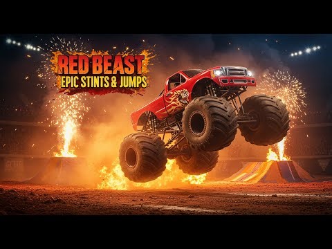 “Monster Truck Red Beast 🔥 Epic Stunts, Jumps & Explosive Finale | Monster Jam