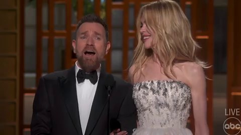 Nicole Kidman and Ewan McGregor break into song as they reunite at the Oscars for Moulin Rouge! anniversary