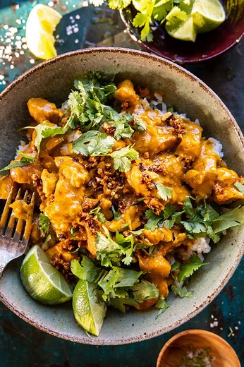 Simple Thai Yellow Chicken Curry with Spicy Garlic Butter.