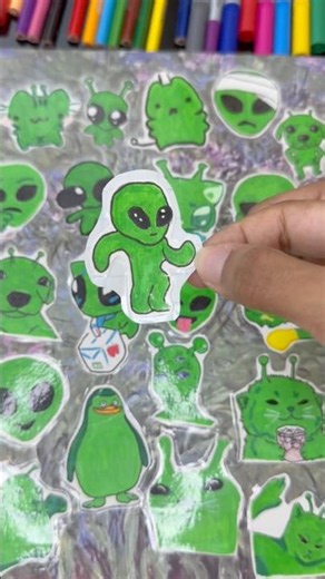 DIY alíen sticker | día 23 👽 #aliens #stickers #drawings #sketch #fyp
