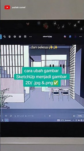 cara ubah gambar SketchUp menjadi gambar 2D/.jpg & png✅ #trading #sketchup #2d