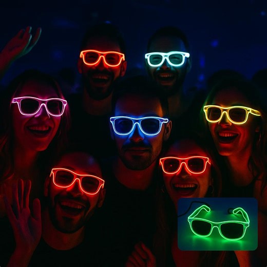 Wireless LED Luminous Party Glasses: Glow in the Dark Festival Eyewear - Etsy