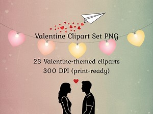 Valentine Clipart Set PNG, Romantic Love Illustrations, Valentine’s Day Graphics - Etsy