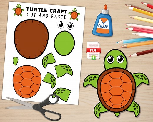 Sea Turtle Craft for Kids | Sea Life Activities | Ocean Animal Craft | Cut & Paste | Printable | Build a Turtle | Sea Turtle Paper Craft - Etsy Australia