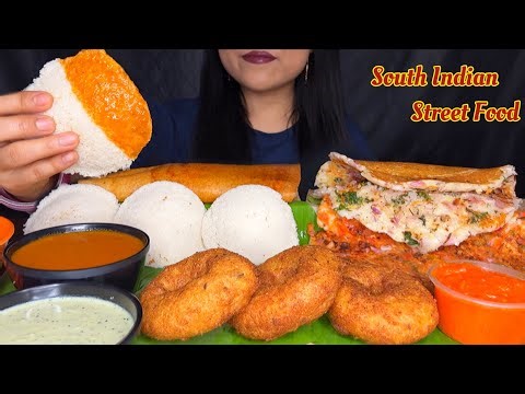 Eating Masala Dosa | Idli Vada Sambhar | Uttapam & Gajar Ka Halwa | South Indian food | Street food