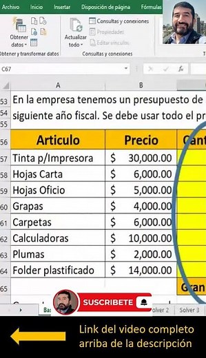 SOLVER, ¿Cómo activarlo? En la descripción tienes un video con una introducción. #excel #exceltips