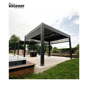 [Hot Item] Outdoor Furniture Garden Motorized Aluminum Pergola Gazebo Alloy with LED Lights