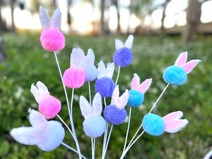 Bunny Pom Pom Picks, Spring Floral Arrangement, Easter Decor - Etsy Canada