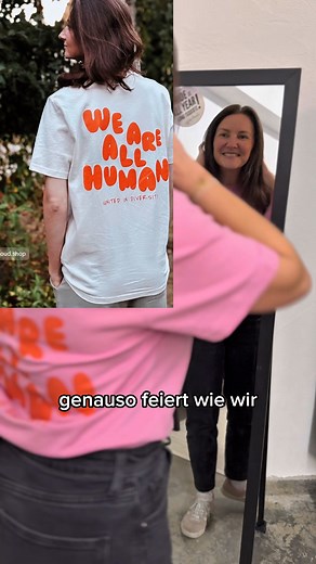 WE ARE ALL HUMAN united in diversity 🩷🧡 Lasst uns gemeinsam ein Zeichen für mehr Liebe & Safe Spaces setzen ❤️ ✔️ Versand in 1-2 Werktagen ✔️ Hochwertiger Siebdruck ✔️ Jede Bestellung spendet ✔️ Support small queer-owned business | BeeProud