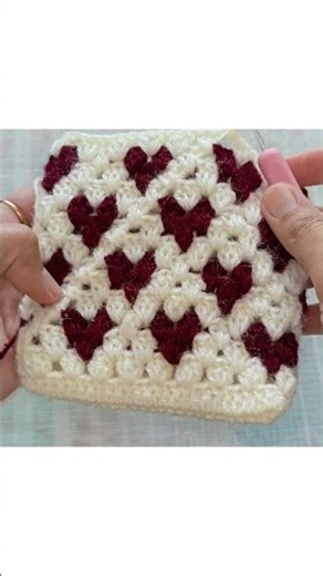 Would You Try This Heart Crochet Design? #crochetpouch #crochetpattern