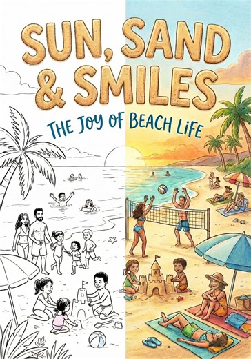 Summer Coloring Book PDF| Beach Vacation and Tropical Vector Art | Surfing, Shells, Sand & Ocean Scenes | Adult Coloring Pages - Etsy