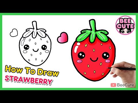 สอนวาดสตรอว์เบอร์รี่ | วาดรูประบายสีผลไม้ สตรอว์เบอร์รี่ แบบง่ายๆ น่ารักๆ | How to draw Strawberry