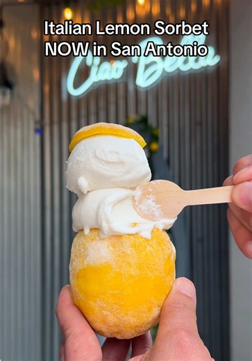 Inspired by the Amalfi Coast, and serving up refreshing Italian style lemon sorbet inside a frozen lemon and made with their secret fruit blend. You can also try it with flavors like strawberry or mango. 📍 Dolce Vita Sorbet @Dolce Vita Sorbet 503 Avenue A STE 1116, San Antonio, TX 78215 ⏰ Monday–Thursday 11am–8pm ⏰ Friday–Sunday 11am–9pm Video of the famous @enzo_sotero serving the best lemon sorbet in Italy #SanAntonioFood #SATexasFoodies #SanAntonioDesserts #ThePearlSA #SanAntonioEats
