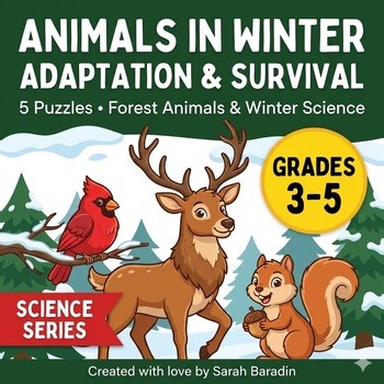 Animals in the Winter Crossword With Word Banks Adaptation & Survival Grades 3-5