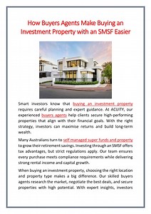 How Buyers Agents Make Buying an Investment Property with an SMSF Easier - SlideServe