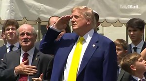 Trump watches installation of new flagpole at The White House