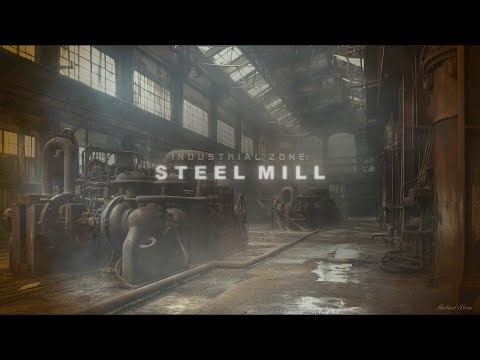 ⚙️ Industrial zone: STEEL MILL. Abandoned Factory Ambience. Dark Ambient & Noise. ASMR Relaxation.