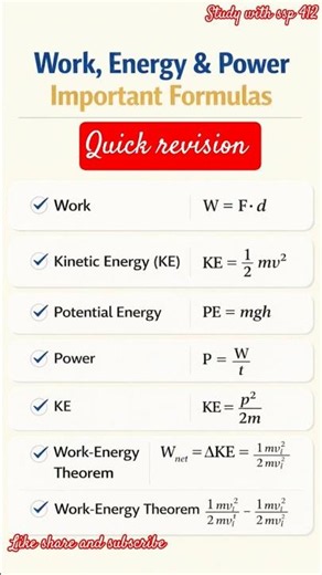work energy &power physics formula ✍🏻 ll Rapid revision#shorts #class9 #class10 #physics#science #gk