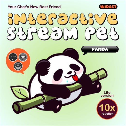 Panda Stream Pet Overlay | Interactive Animated Widget (lite Version) - Etsy